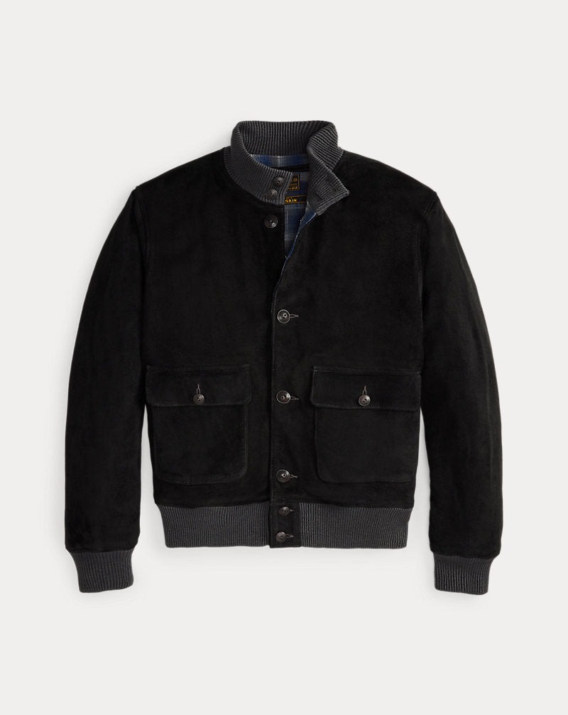 Bomber in camoscio — Nero vintage