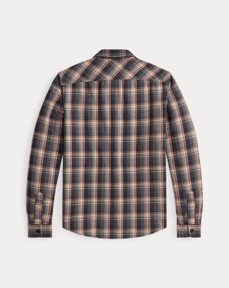 Camicia scozzese in twill — Grigio/Rosso