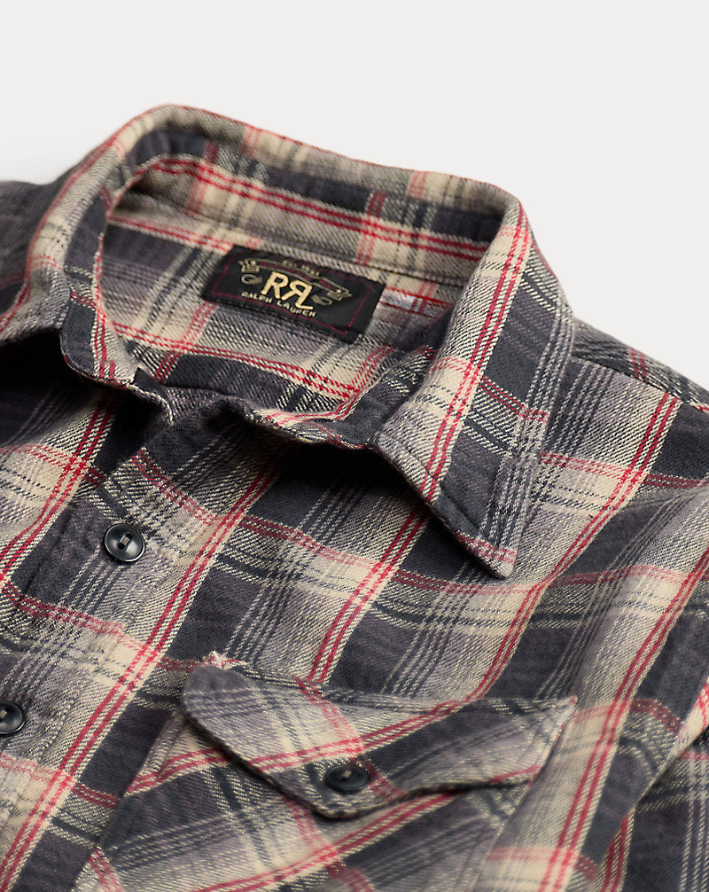 Camicia scozzese in twill — Grigio/Rosso