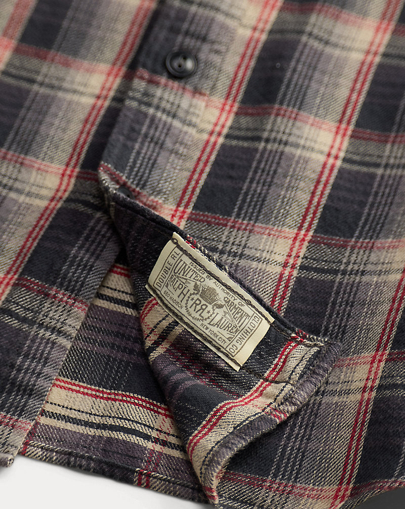 Camicia scozzese in twill — Grigio/Rosso
