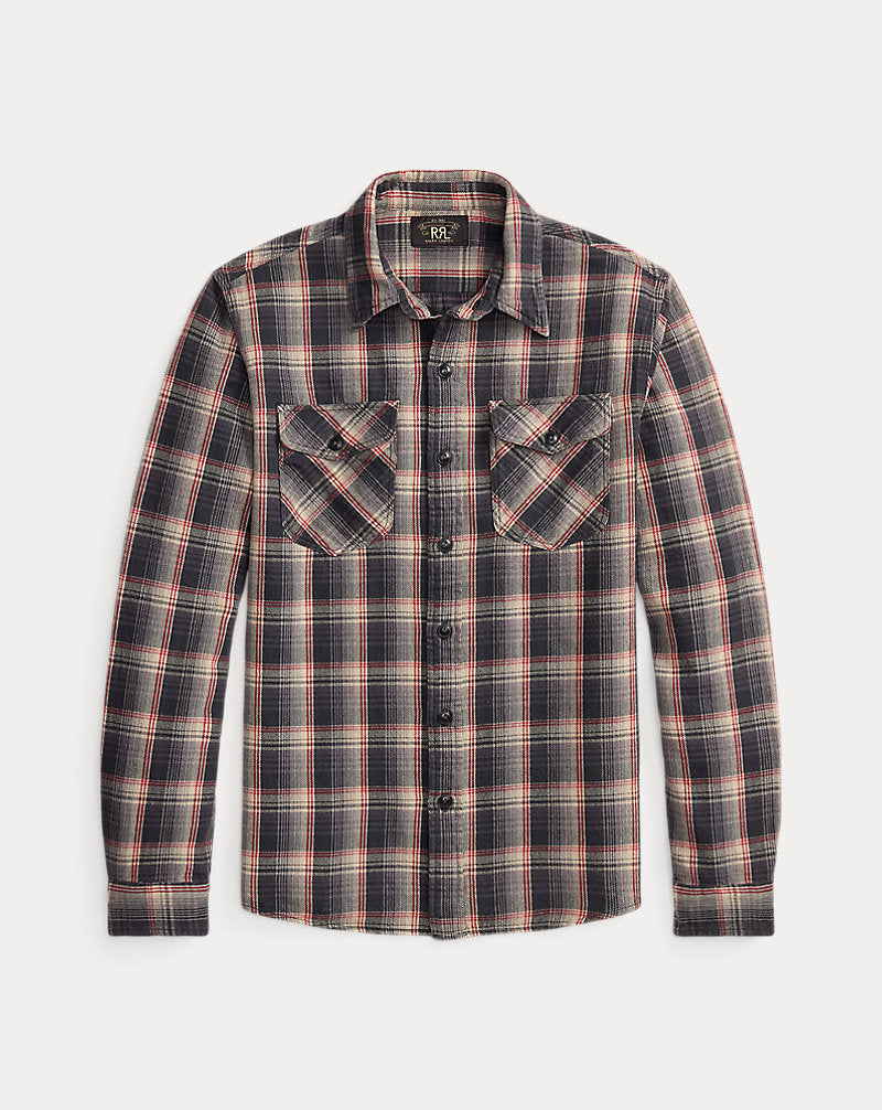 Camicia scozzese in twill — Grigio/Rosso