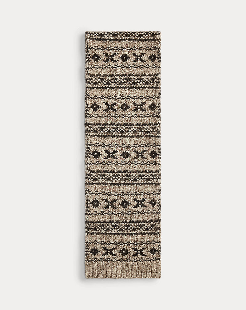 Sciarpa in misto lana Fair Isle — Marrone/Color cuoio