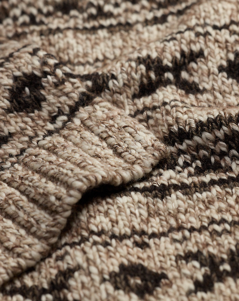 Sciarpa in misto lana Fair Isle — Marrone/Color cuoio