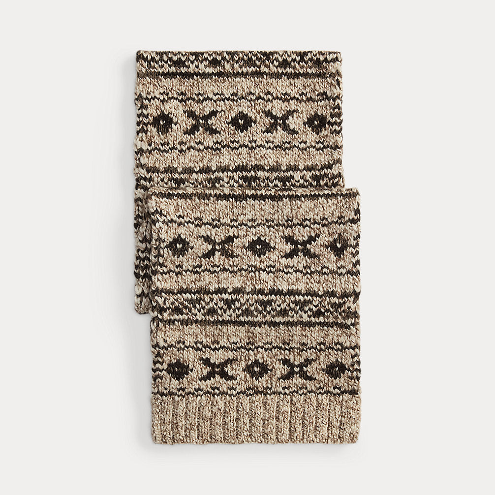 Sciarpa in misto lana Fair Isle — Marrone/Color cuoio