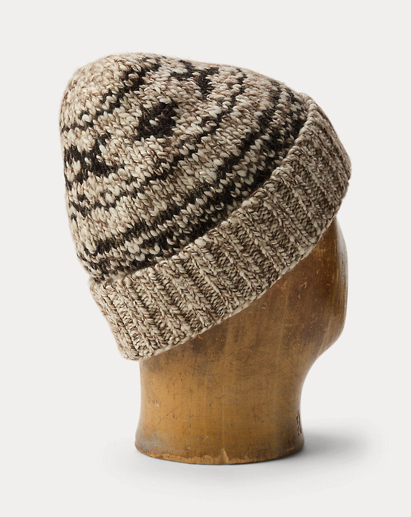 Berretto in misto lana Fair Isle — Marrone/Color cuoio