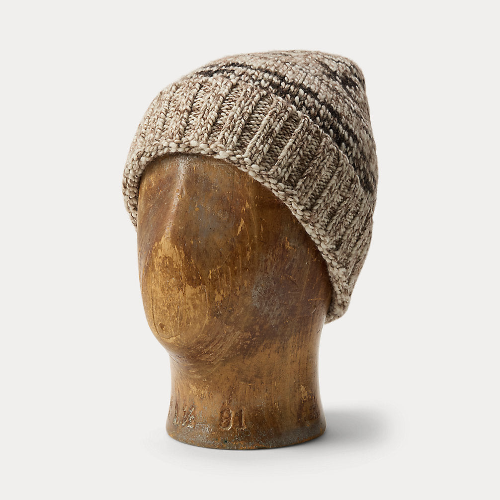 Berretto in misto lana Fair Isle — Marrone/Color cuoio
