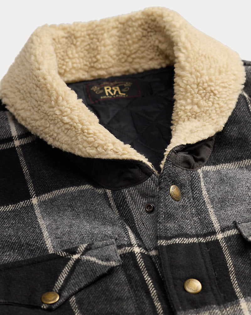 Giacca a camicia western twill scozzese — Grigio/Nero