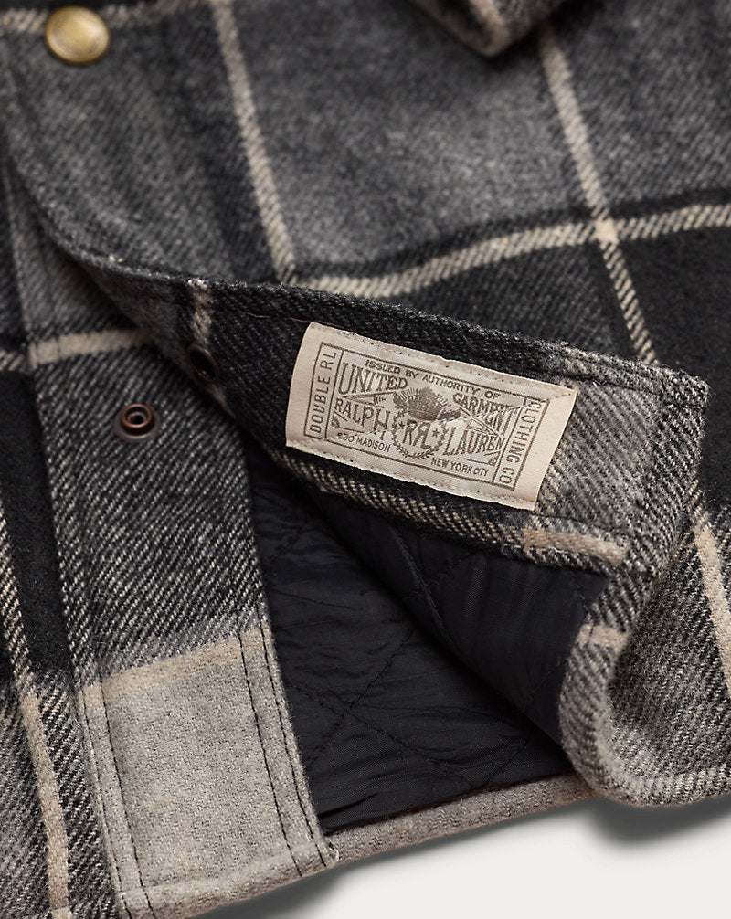 Giacca a camicia western twill scozzese — Grigio/Nero