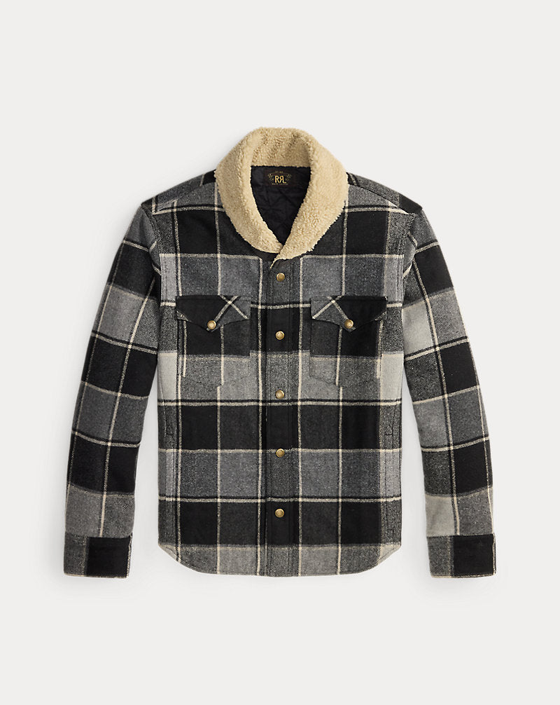 Giacca a camicia western twill scozzese — Grigio/Nero