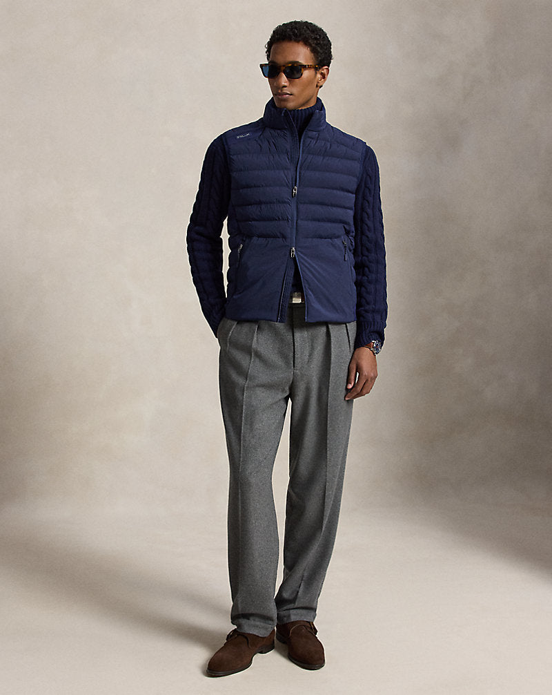 Gilet trapuntato con cerniera — Blu navy raffinato