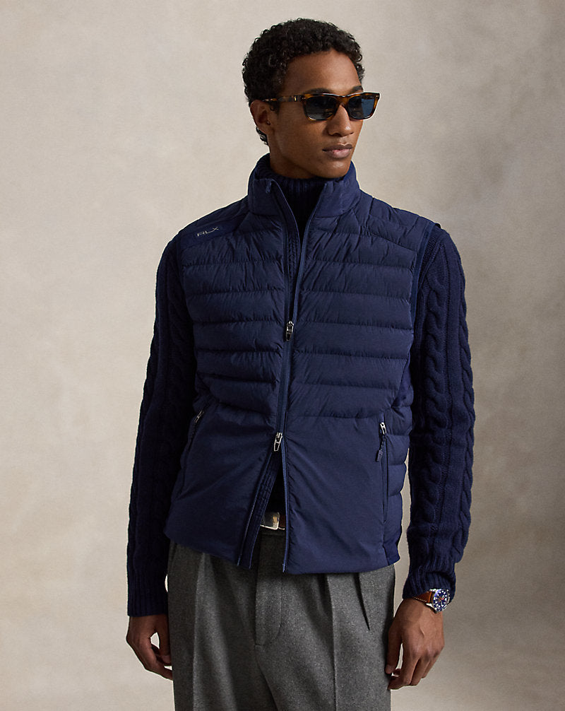 Gilet trapuntato con cerniera — Blu navy raffinato