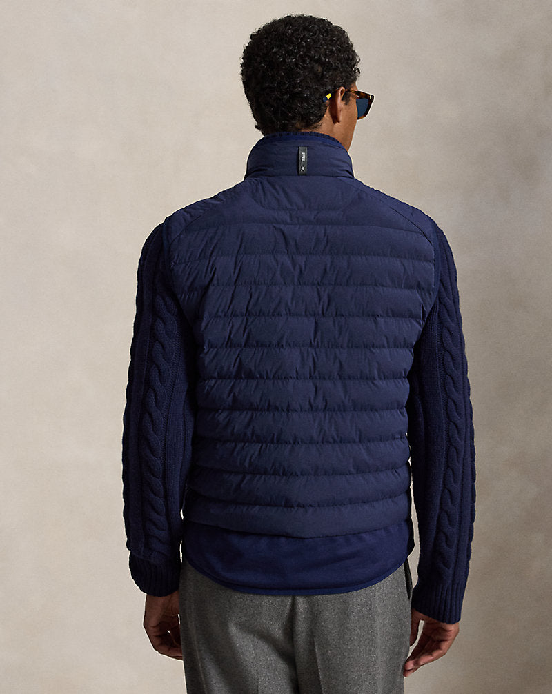 Gilet trapuntato con cerniera — Blu navy raffinato