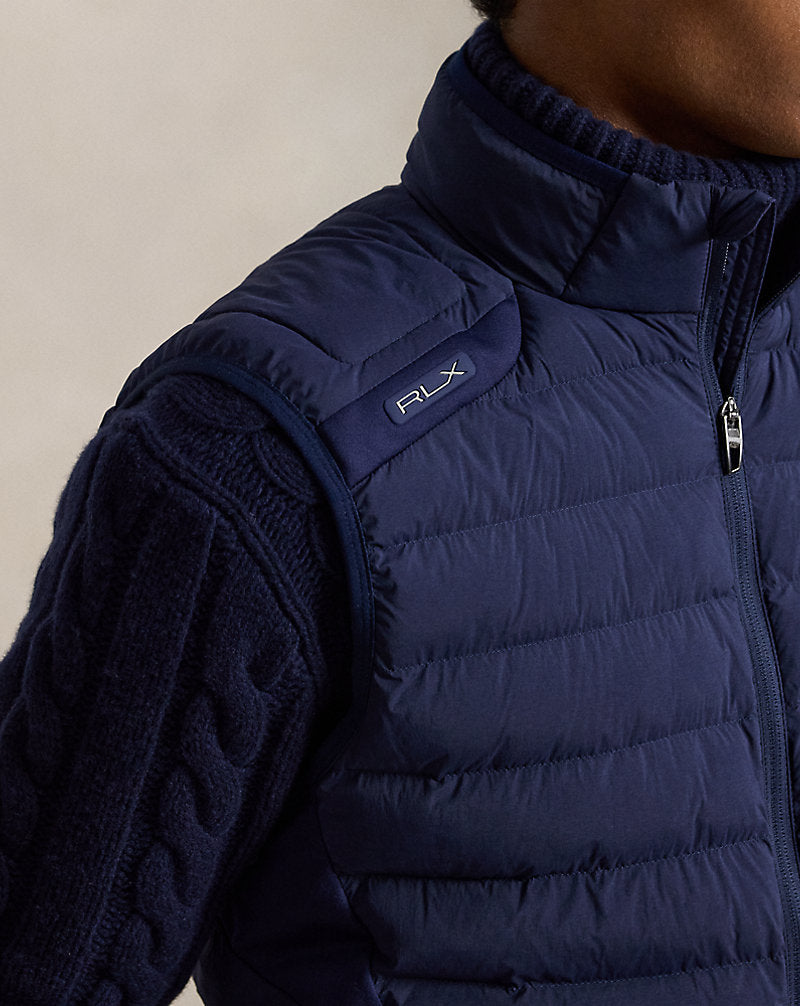 Gilet trapuntato con cerniera — Blu navy raffinato