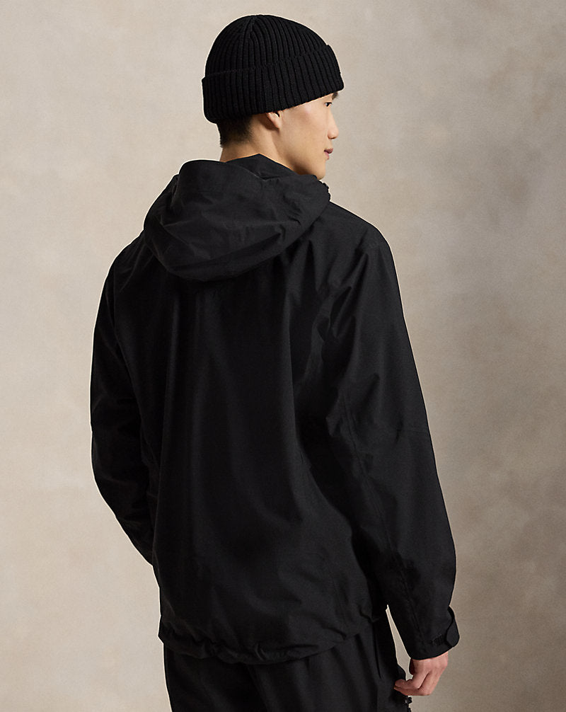 Giacca impermeabile con cappuccio — Nero Polo