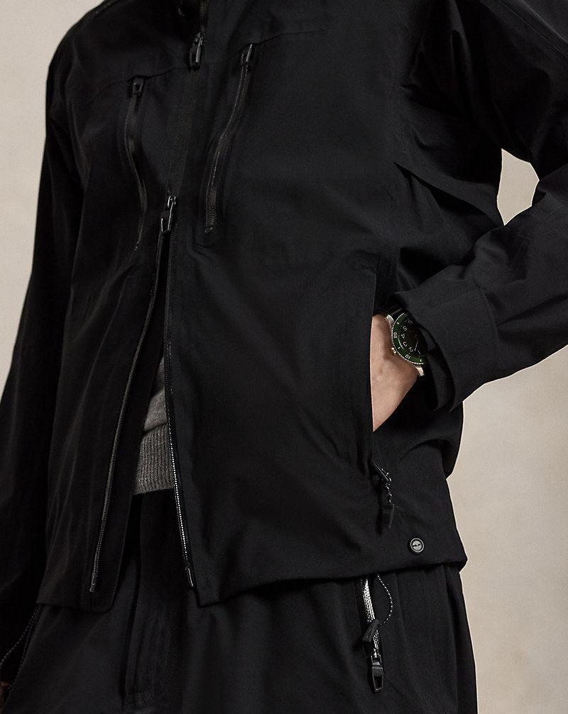 Giacca impermeabile con cappuccio — Nero Polo
