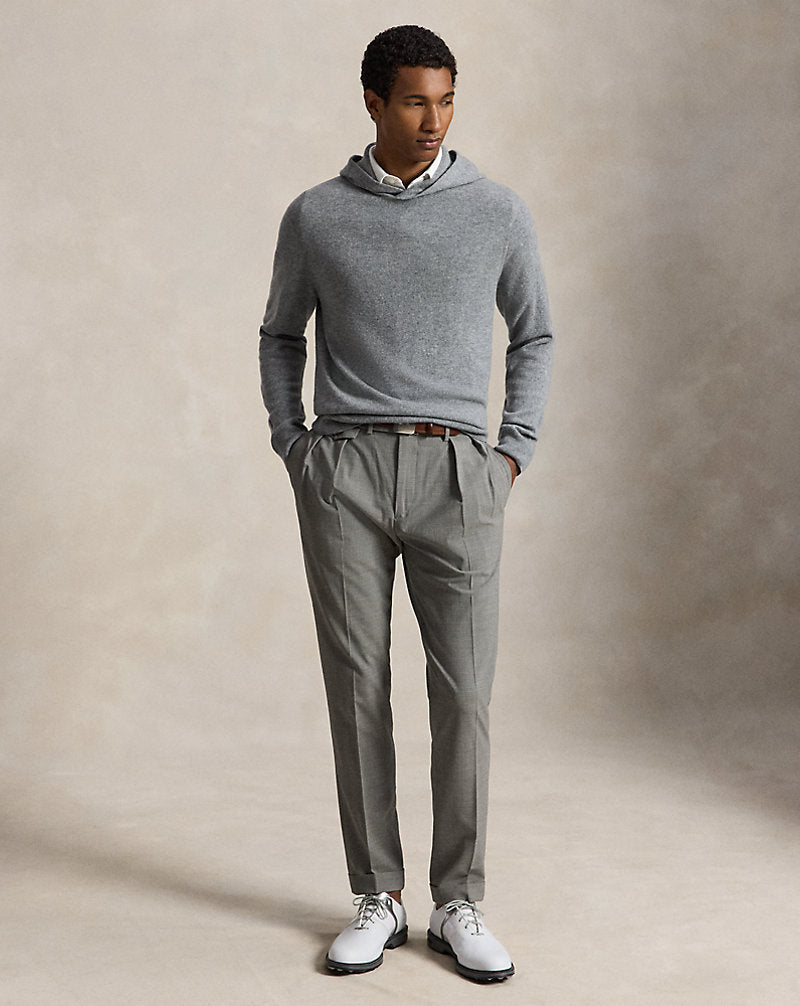 Maglia in cashmere con cappuccio — Grigio metallico mélange
