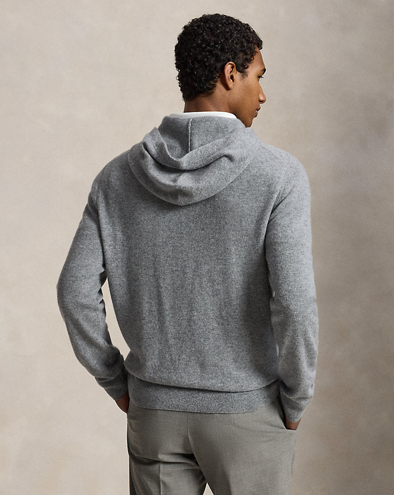 Maglia in cashmere con cappuccio — Grigio metallico mélange