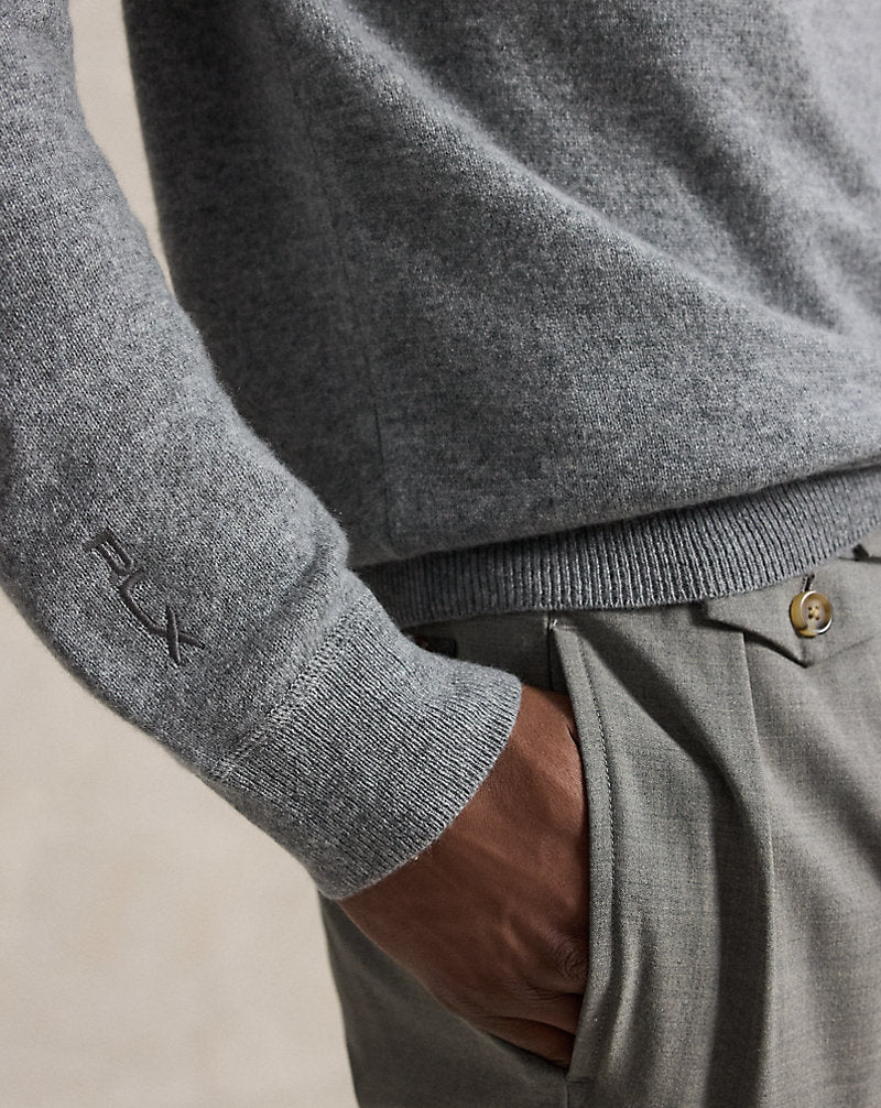 Maglia in cashmere con cappuccio — Grigio metallico mélange