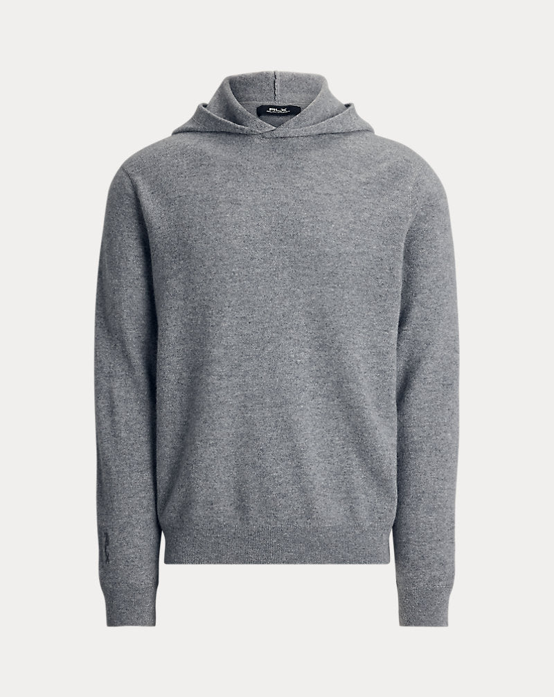 Maglia in cashmere con cappuccio — Grigio metallico mélange