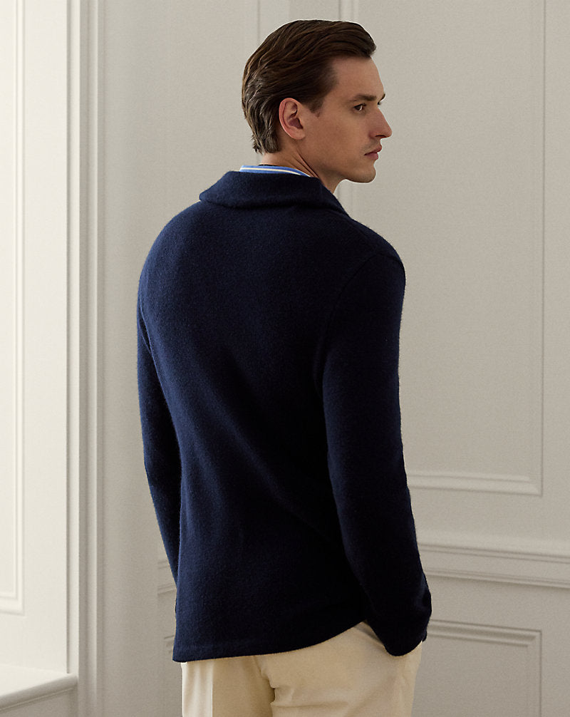 Cardigan a blazer in cashmere — Navy Chairman classico