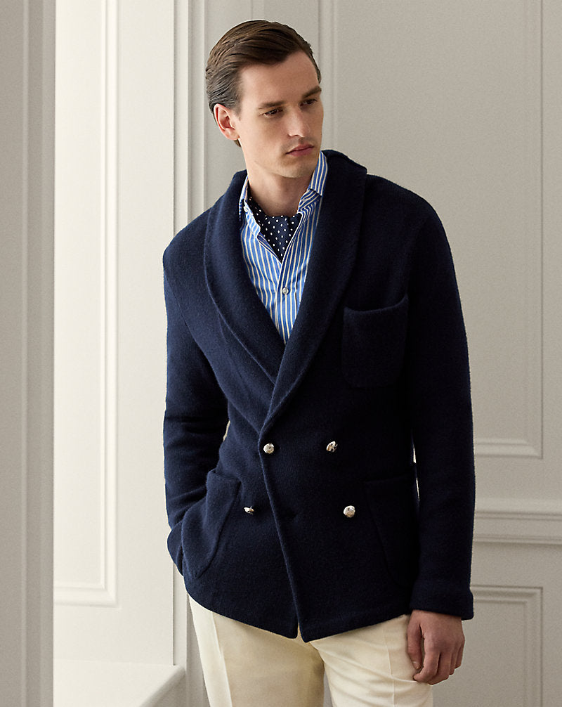 Cardigan a blazer in cashmere — Navy Chairman classico