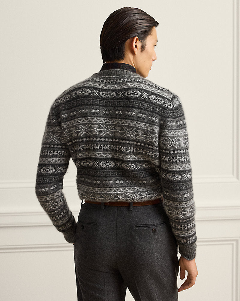 Maglia in misto cashmere Fair Isle — Grigio multicolore