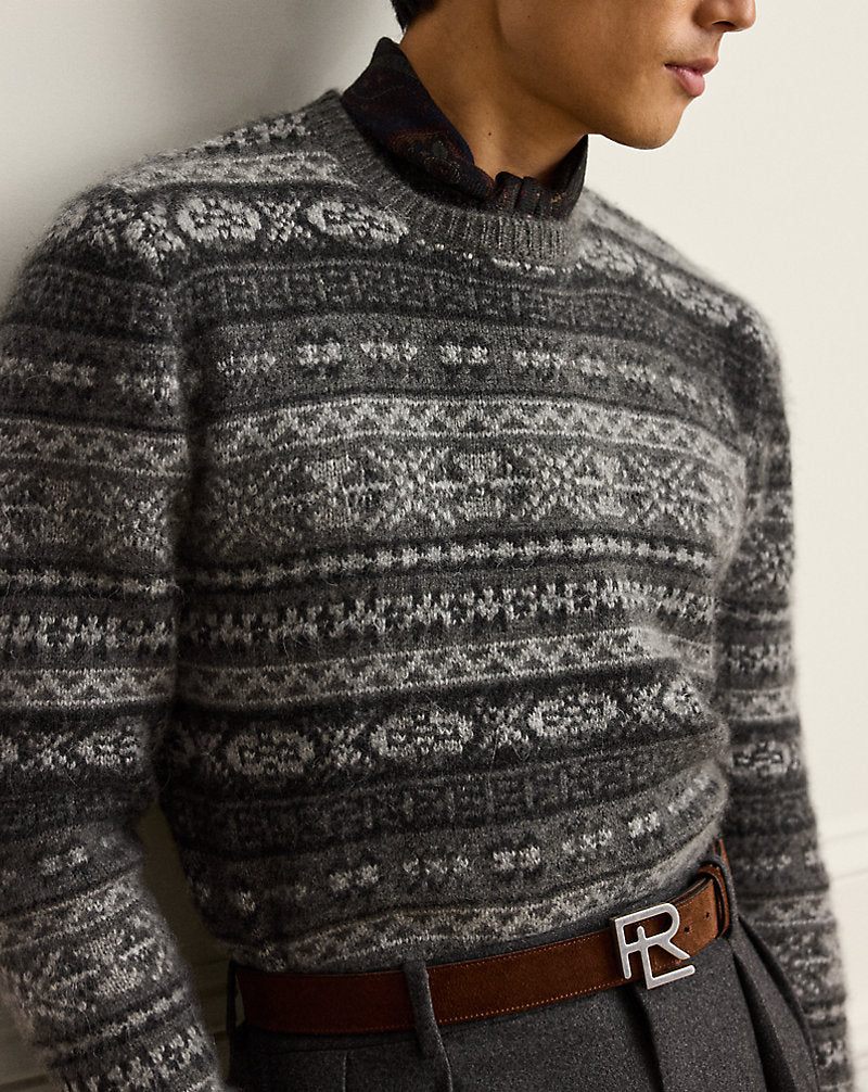 Maglia in misto cashmere Fair Isle — Grigio multicolore
