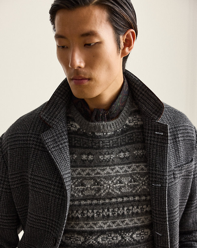 Maglia in misto cashmere Fair Isle — Grigio multicolore