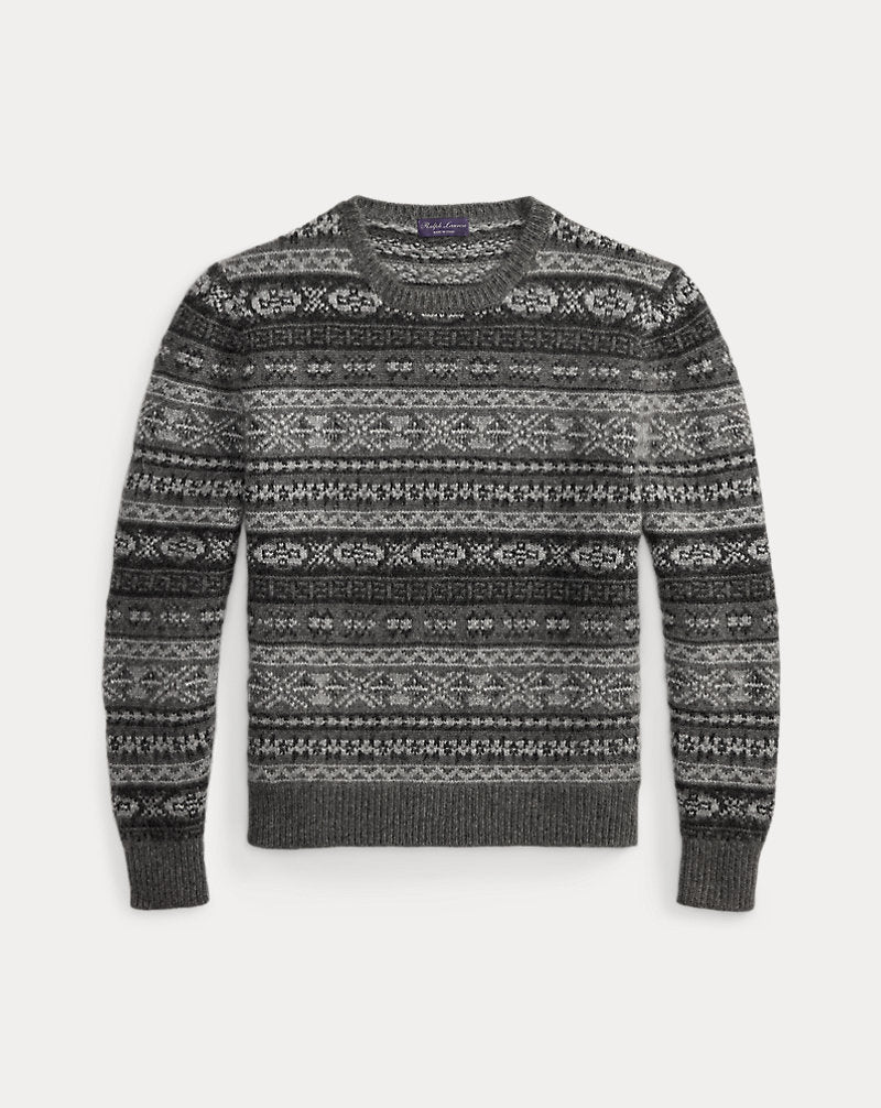 Maglia in misto cashmere Fair Isle — Grigio multicolore