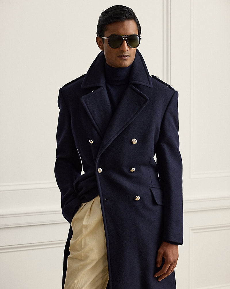 Soprabito in lana e cashmere sartoriale — Blu navy