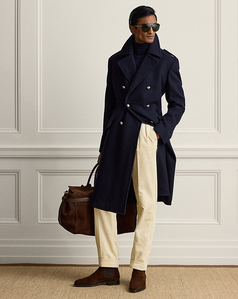 Soprabito in lana e cashmere sartoriale — Blu navy