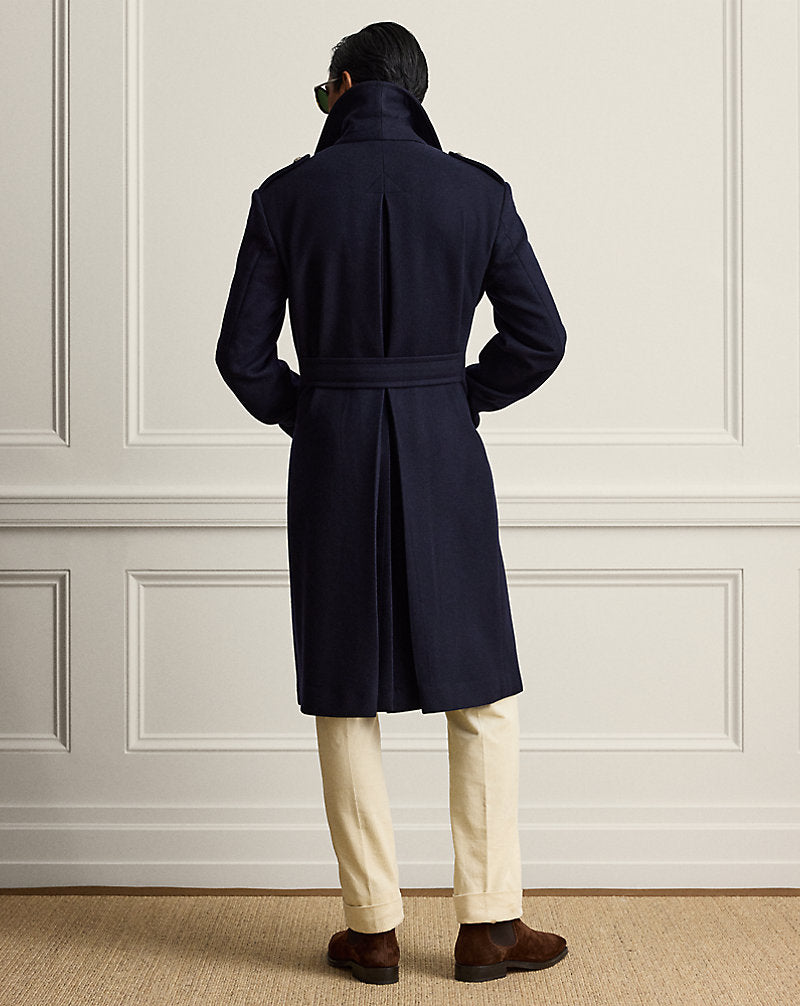 Soprabito in lana e cashmere sartoriale — Blu navy