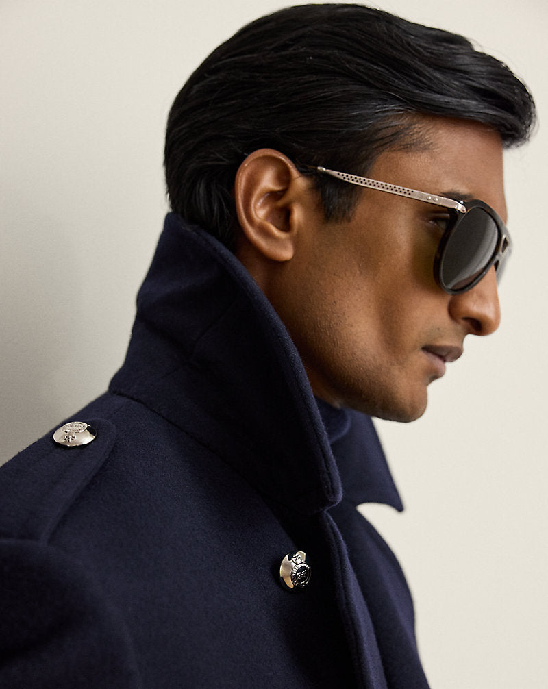 Soprabito in lana e cashmere sartoriale — Blu navy