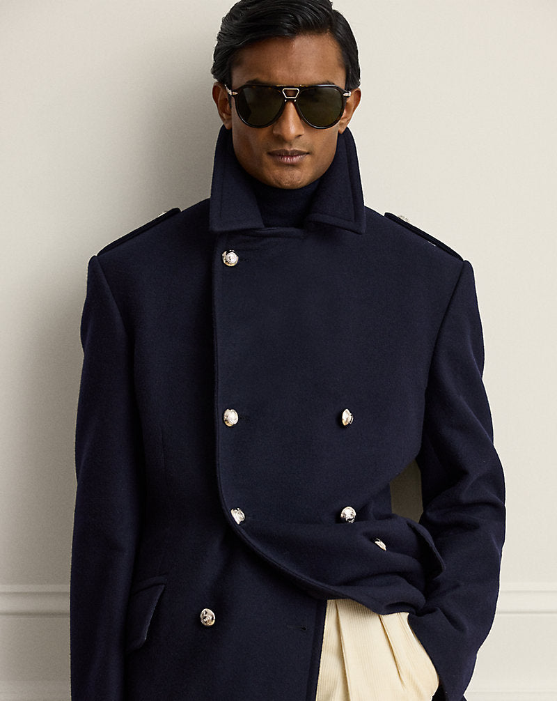 Soprabito in lana e cashmere sartoriale — Blu navy