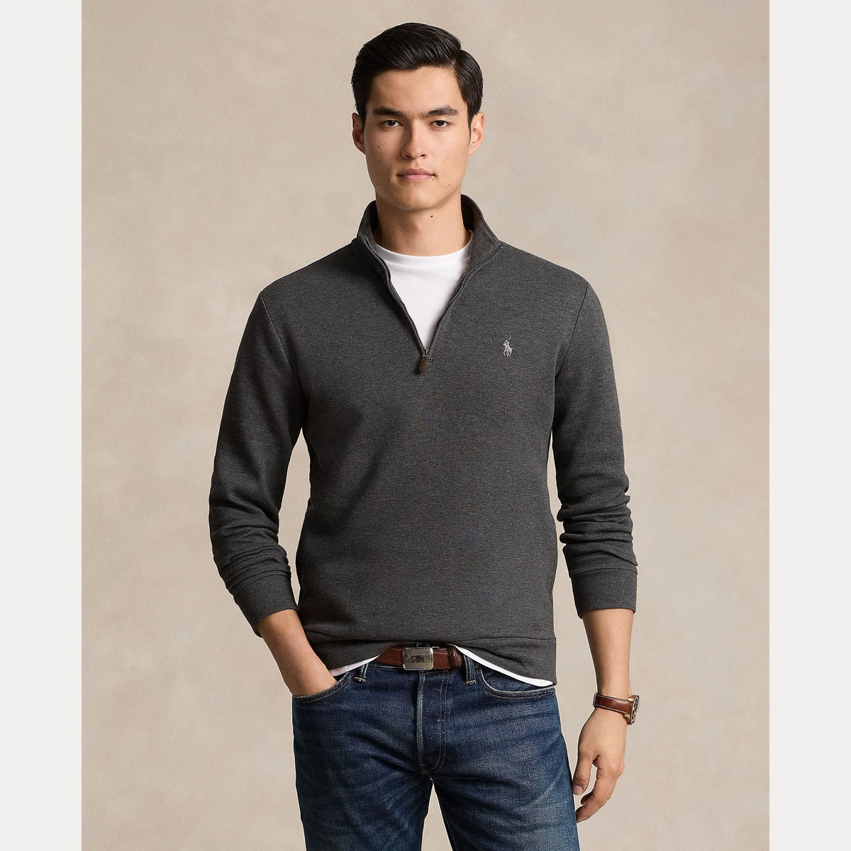 DOUBLE-KNIT MESH QUARTER-ZIP PULLOVER – Accessorio premium elegante